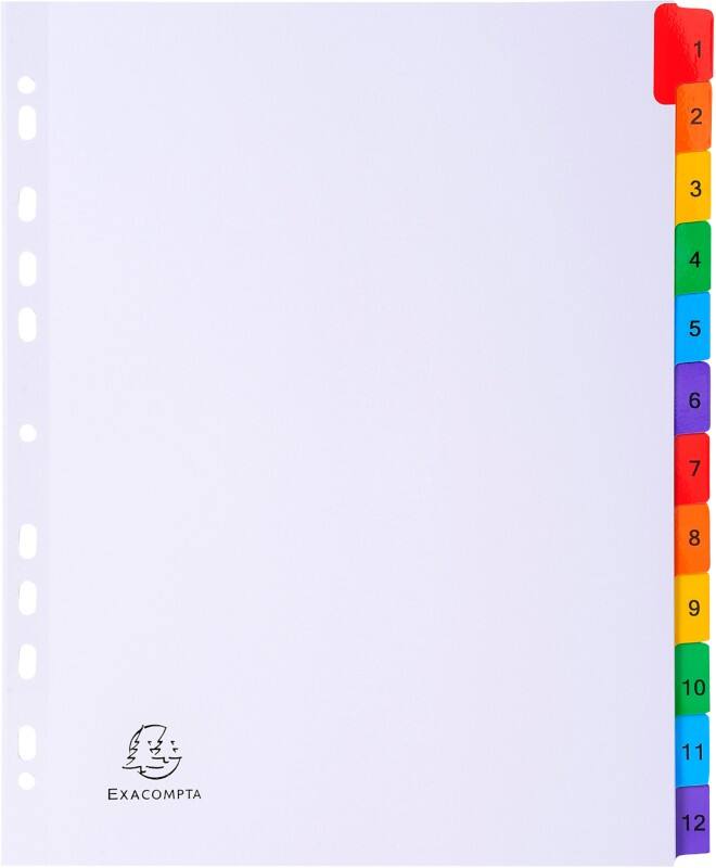 Exacompta Register 4112E DIN A4+ Weiß 12-teilig Perforiert Karton 1 bis 12 20 Stück