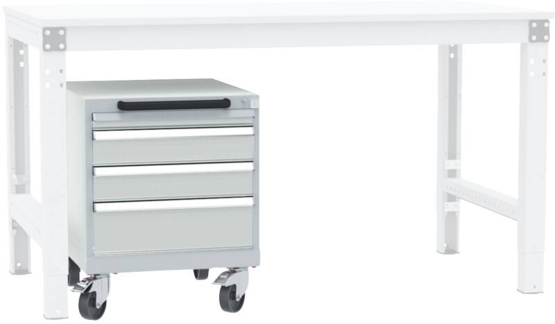 Manuflex Mobil Schubfachschrank BASETEC Hellgrau 500 x 580 x 620 mm