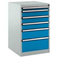 Manuflex Stationär Schubfachschrank 6 Schubfächer BASETEC Hellgrau, Brillantblau 500 x 580 x 800 mm