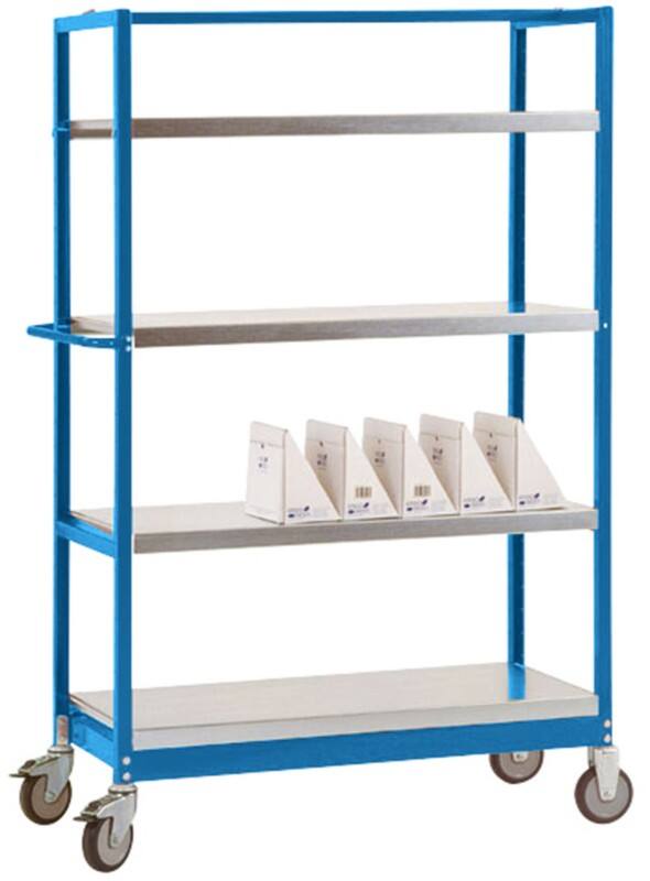 Manuflex VARIMOBIL Mobiler Etagenwagen 4 Fachböden 250 kg 600 x 1.030 x 1.650 mm Brillantblau