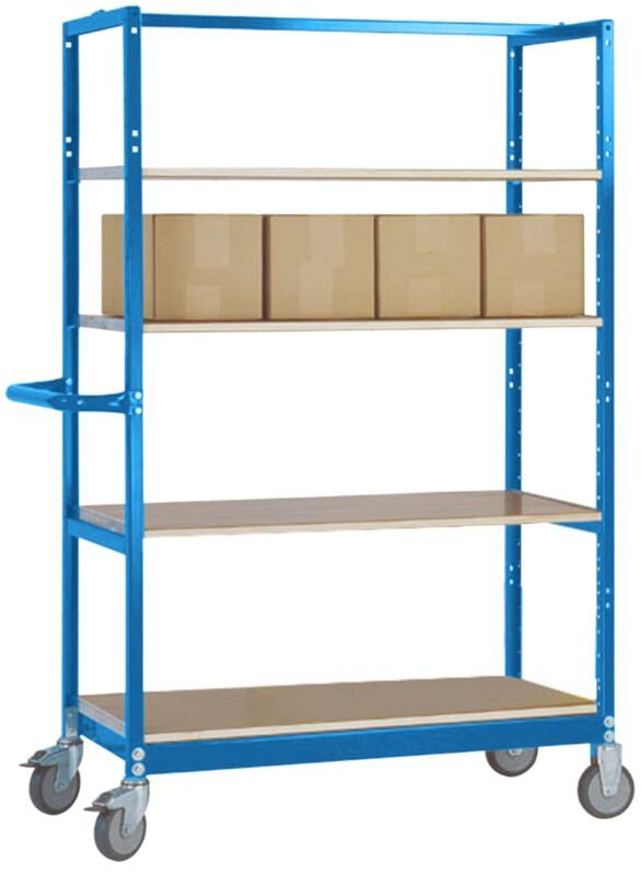 Manuflex VARIMOBIL Mobiler Etagenwagen 4 Fachböden 250 kg 600 x 1.030 x 1.650 mm Brillantblau