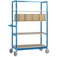 Manuflex VARIMOBIL Mobiler Etagenwagen 4 Fachböden 250 kg 800 x 1.280 x 1.650 mm Brillantblau