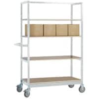 Manuflex VARIMOBIL Mobiler Etagenwagen 4 Fachböden 250 kg 600 x 1.530 x 1.650 mm Hellgrau