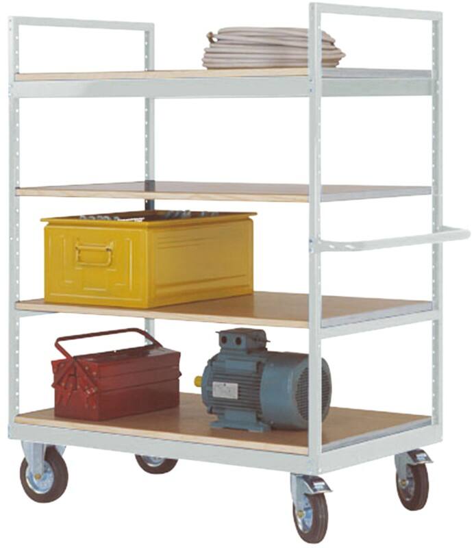 Manuflex VARIMOBIL Mobiler Etagenwagen 4 Fachböden 500 kg 600 x 1.030 x 1.730 mm Hellgrau