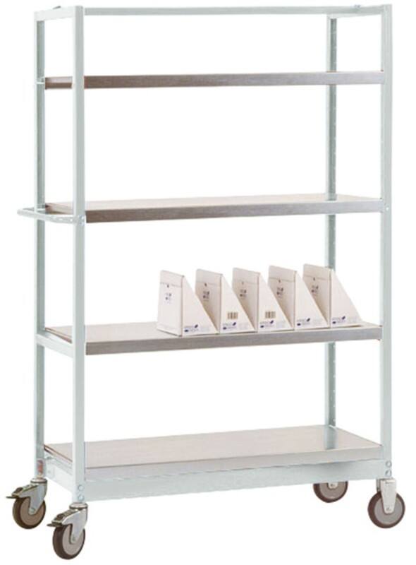 Manuflex VARIMOBIL Mobiler Etagenwagen 4 Fachböden 250 kg 600 x 1.030 x 1.650 mm Hellgrau