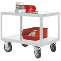 Manuflex TRANSOMOBIL Mobiler Tischwagen 2 Fachböden 400 kg 600 x 1.500 x 810 mm Hellgrau