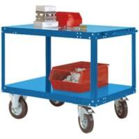 Manuflex TRANSOMOBIL Mobiler Tischwagen 2 Fachböden 500 kg 700 x 1.200 x 850 mm Brillantblau