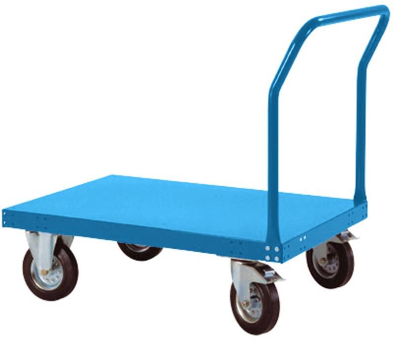Manuflex Plattformwagen TRANSOMOBIL für 200 Kg mit Schiebestange Brillantblau 540 x 863 mm