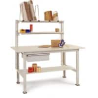 Manuflex Stationär Packtisch PACKPOOL Schublade Mezzanin Melanin Hellgrau 1.500 x 800 x 870 mm