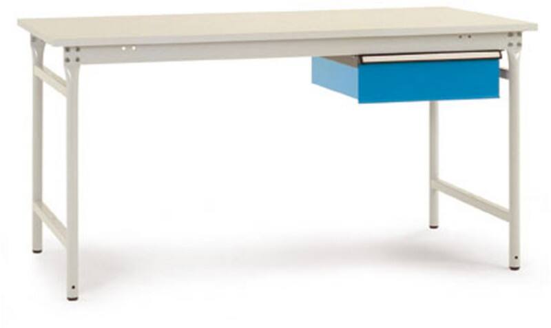 Manuflex Beistelltisch Basis 1.1 Melamin Hellgrau, Brillantblau 1.000 x 800 x 780 mm