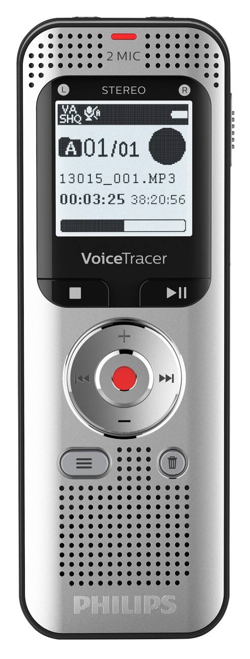 Philips Digitales Diktiergerät VoiceTracer DVT2050 Silber, Schwarz