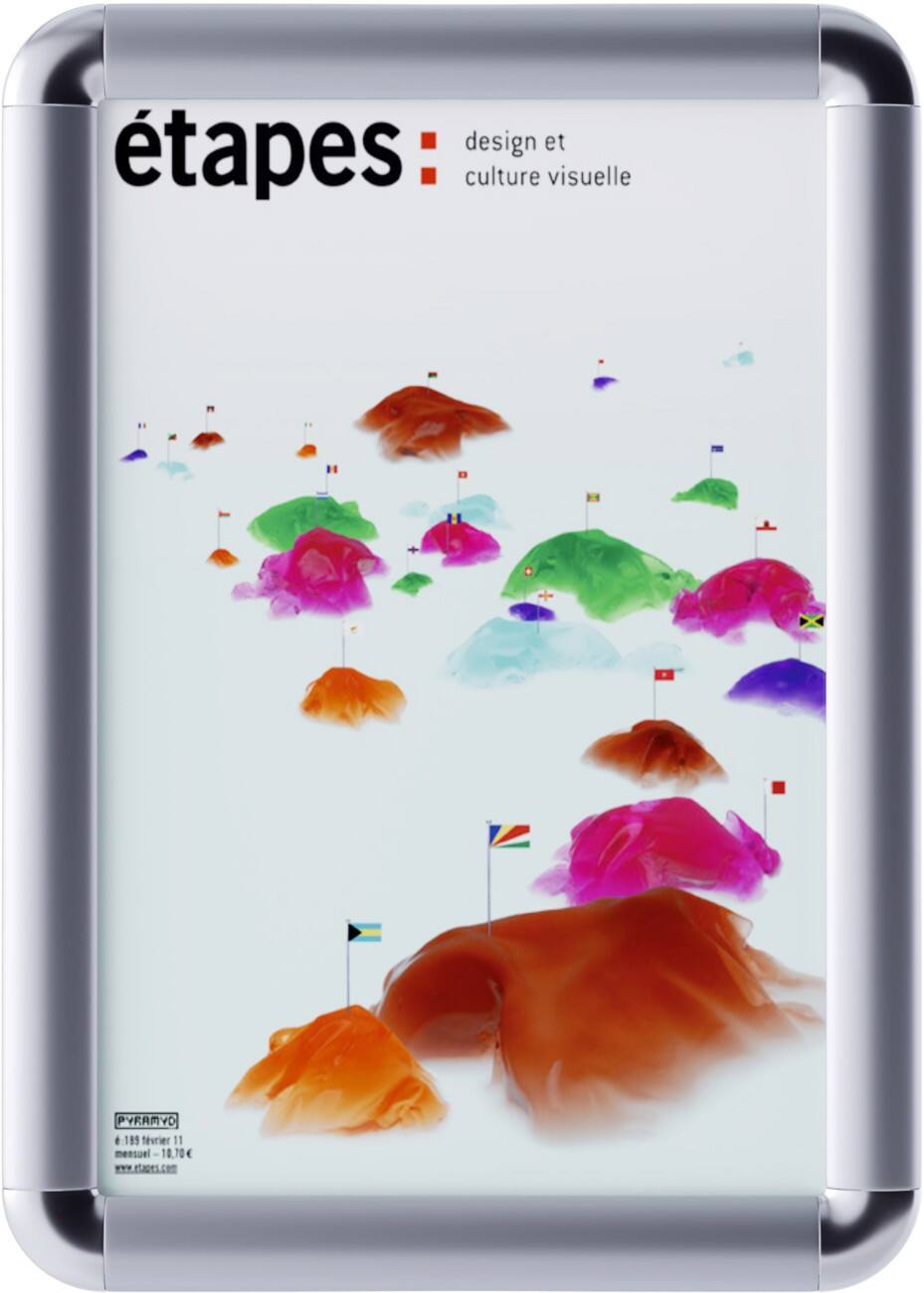 Paperflow Wandmontage Klemmrahmen runde Ecken A4 210 x 297 mm Aluminium 12 Stück