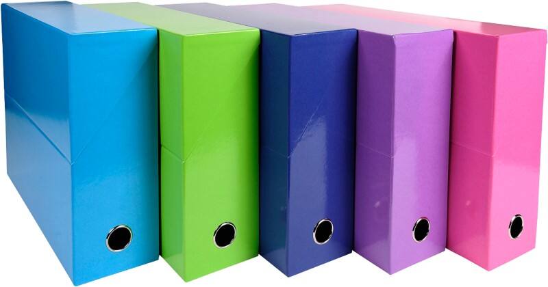 Exacompta Archivbox 89929E A4 Pappkarton 9,5 (B) x 34,5 (T) x 26 (H) cm Färbig sortiert 9,0 cm 5 Stück