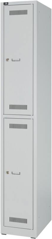 Bisley Light LIGHT Stahl Schließfach 2 Türen 2 Abteile Schlüssel 300 x 500 x 1.850 mm Hellgrau