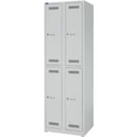 Bisley Light LIGHT Stahl Schließfach 4 Türen 4 Abteile Schlüssel 600 x 500 x 1.850 mm Hellgrau