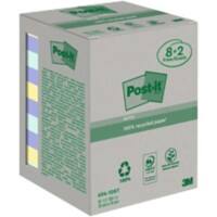 Post-it Recycelte Haftnotizen 76 x 76 mm Pastell 100 Blatt Vorteilspackung 8 + 2 Gratis