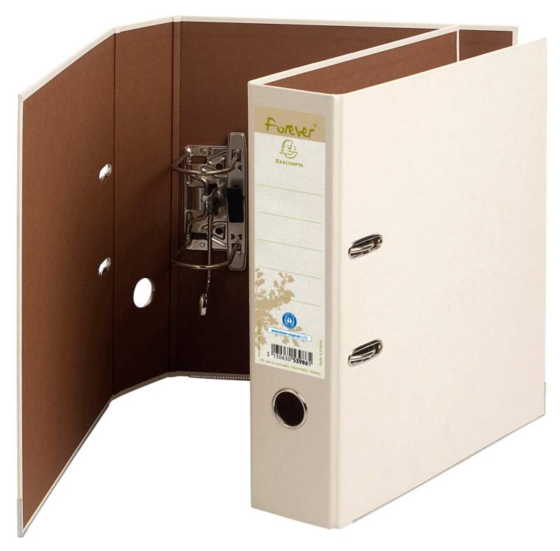 Exacompta Forever Breit Ordner A4 80 mm Elfenbein 2 Ringe 53986SE Pappkarton Hochformat Recycled 10 Stück