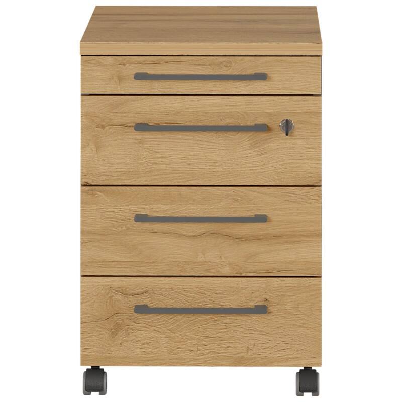 GERMANIA Rollcontainer 4239-564AT Graphit, Eiche 420 x 490 x 610 mm