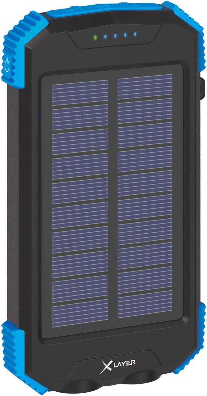 XLayer Powerbank Plus Solar 10.000 mAh Schwarz, Blau
