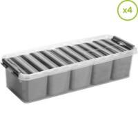 Helit Aufbewahrungsbox H6160902 Transparent Polypropylen 38,5 x 14,1 x 9,3 cm 4 Stück
