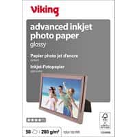Viking Inkjet Fotopapier Glänzend A6 280 g/m² Weiß 50 Blatt