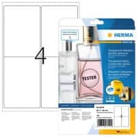 HERMA Transparente Etiketten 8019 Rechteckig DIN A4 99,1 x 139 mm 25 Blatt à 4 Etiketten