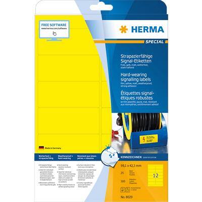 HERMA Wetterfeste Etiketten 8029 Gelb Rechteckig A4 99,1 x 42,3 mm 25 Blatt à 12 Etiketten