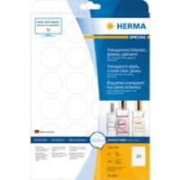 HERMA Klebeetiketten 8023 Transparent A4 Rund Ø 40 mm 25 Blatt à 24 Etiketten