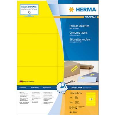 HERMA Farbige Multifunktionsetiketten 4555 Gelb Rechteckig 105 x 42 mm 100 Blatt à 14 Etiketten