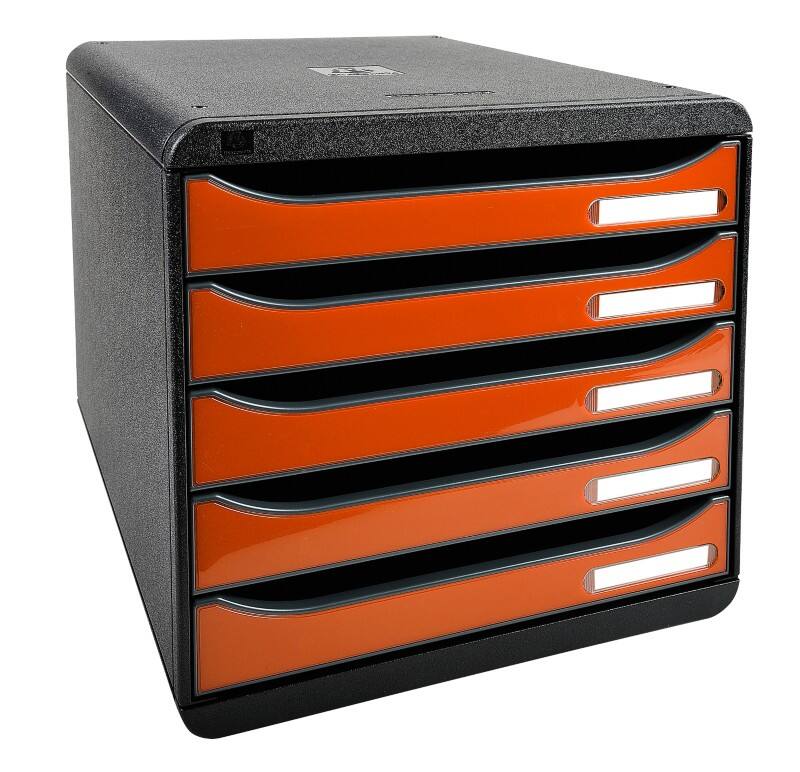 Exacompta ECOBlack Schubladenbox Kunststoff Orange, Schwarz 5 Schübe 27,8 x 34,7 x 27,1 cm A4+