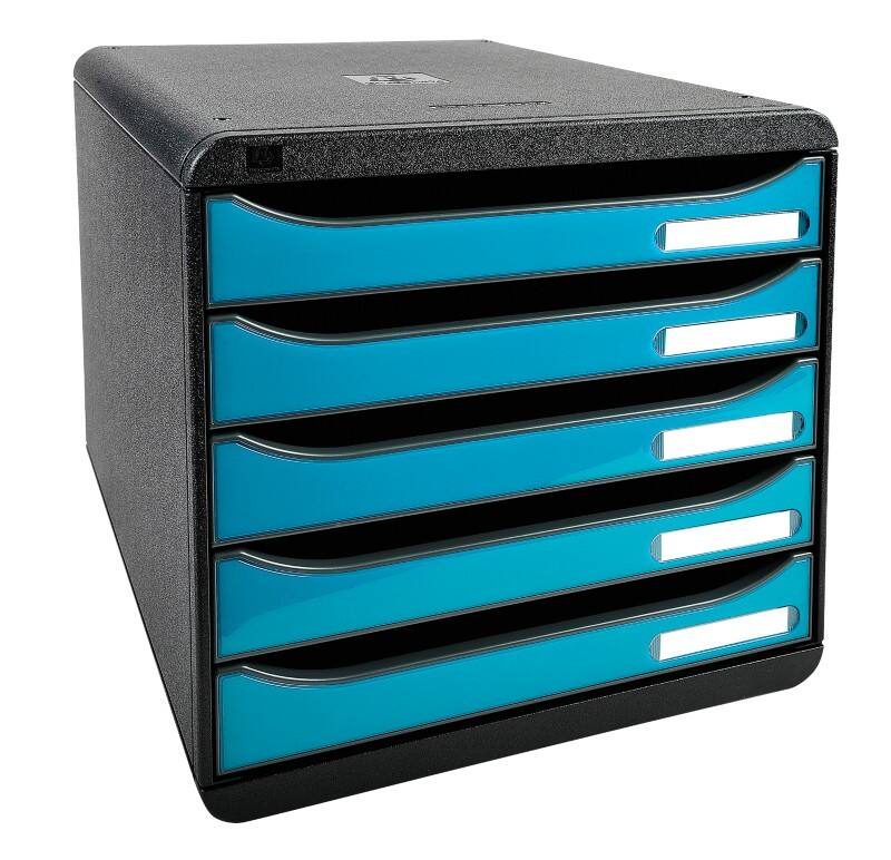 Exacompta ECOBlack Schubladenbox Kunststoff Schwarz, Türkis 5 Schübe 27,8 x 34,7 x 27,1 cm A4+