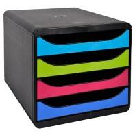 Exacompta Schubladenbox mit 4 Schubladen The Box Kunststoff Farbig sortiert 27,8 x 34,7 x 26,7 cm
