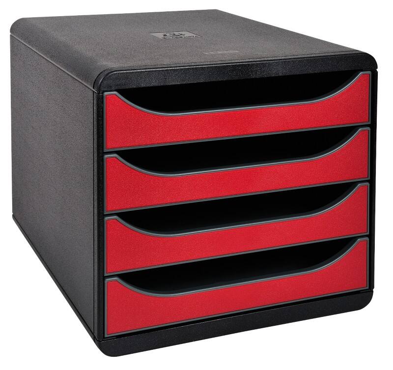 Exacompta Classic Schubladenbox Kunststoff Rot, Schwarz 4 Schübe 27,8 x 34,7 x 26,7 cm A4+