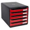 Exacompta Schubladenbox mit 5 Schubladen Big Box Plus Kunststoff Glänzendes Schwarz, Rot 27,8 x 34,7 x 27,1 cm