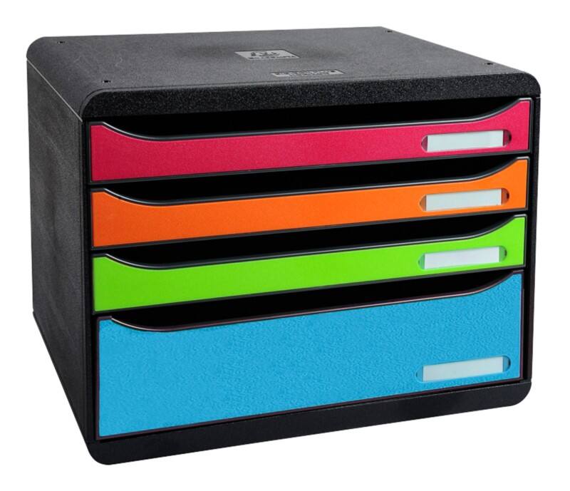 Exacompta Iderama Schubladenbox Kunststoff Färbig sortiert 4 Schübe 35,5 x 27 x 27,1 cm A4+