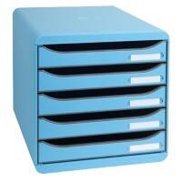 Exacompta Schubladenbox mit 5 Schubladen Big Box Plus Kunststoff Schwarz, Blau 27,8 x 34,7 x 27,1 cm
