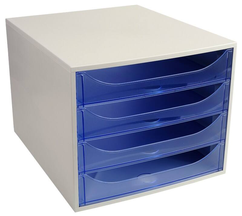 Exacompta Classic Schubladenbox Kunststoff Blau, Grau 4 Schübe 28,4 x 34,8 x 23,4 cm A4+