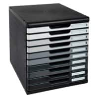 Exacompta Schubladenbox mit 10 Schubladen Big Box Kunststoff Schwarz, Grau 28,8 x 35 x 32 cm