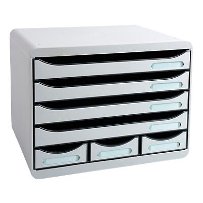 Exacompta Schubladenbox mit 7 Schubladen Store-Box Mini Kunststoff Hellgrau 35,5 x 27 x 27,1 cm