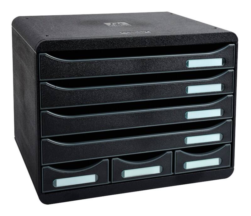 Exacompta ECOBlack Schubladenbox Kunststoff Schwarz 7 Schübe 35,5 x 27 x 27,1 cm A4+