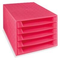 Exacompta Schubladenbox mit 5 Schubladen The Box Kunststoff Pink 28,4 x 38,7 x 21,8 cm