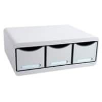 Exacompta Schubladenbox mit 3 Schubladen Toolbox Maxi Kunststoff Hellgrau 35,5 x 27 x 13,5 cm