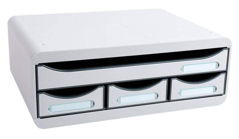 Exacompta Classic Schubladenbox Kunststoff Grau 4 Schübe 35,5 x 27 x 13,5 cm A4+