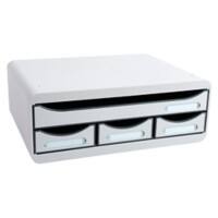 Exacompta Schubladenbox mit 4 Schubladen Toolbox Mini Kunststoff Hellgrau 35,5 x 27 x 13,5 cm