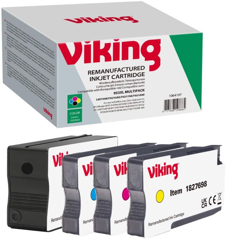Viking 953XL Kompatibel HP Tintenpatrone 3HZ52AE Schwarz, Cyan, Magenta, Gelb Multipack 4 Stück