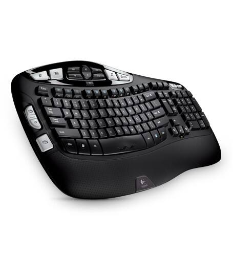 LOGITECH Tastatur K350 QWERTY Schwarz Kabellos Ergonomisch 920-004483 (Layout für Großbritannien) 