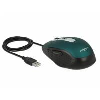 DeLOCK Optische USB Kabelgebundene Maus für Rechtshänder 1.5 m Kabel Schwarz, Grün