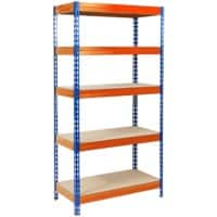 Office Marshal Schwerlastregal Grizzly Stahlblech, Span Blau, Orange 5 Fächer 1200 x 600 x 1800 mm