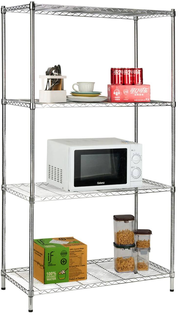 MAMMUT Gitterregal Stahl Chrom 4 Fächer 900 x 450 x 1600 mm