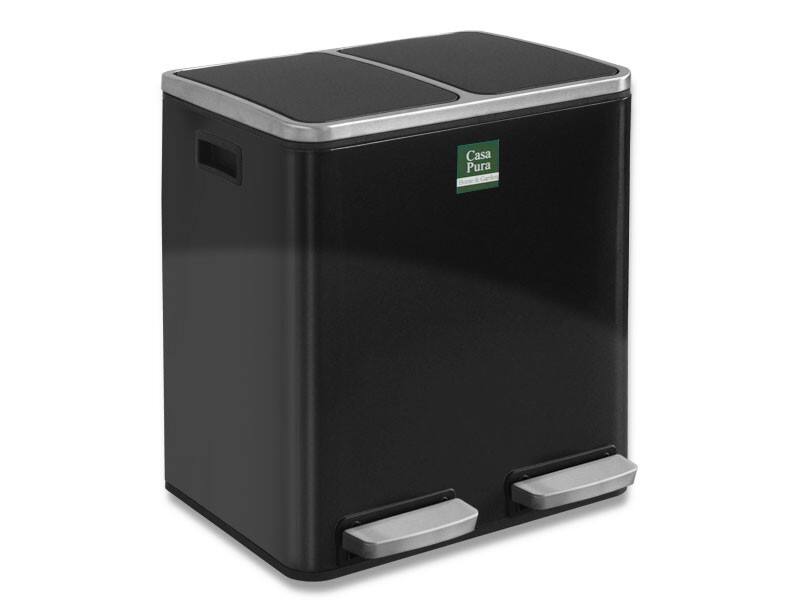 Casa Pura Felix Treteimer 60 L Schwarz Edelstahl, PP (Polypropylen) 2 x 30 Liter